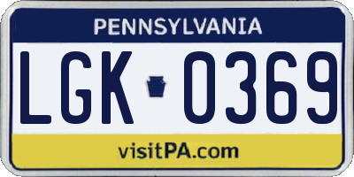 PA license plate LGK0369