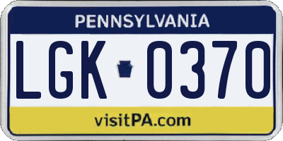 PA license plate LGK0370