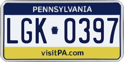 PA license plate LGK0397