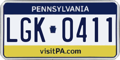 PA license plate LGK0411