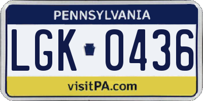 PA license plate LGK0436