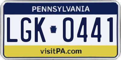 PA license plate LGK0441