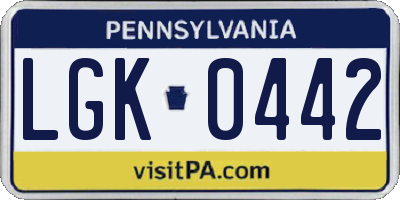 PA license plate LGK0442