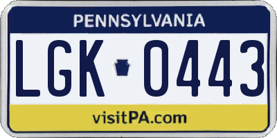 PA license plate LGK0443