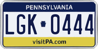PA license plate LGK0444