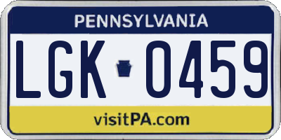 PA license plate LGK0459