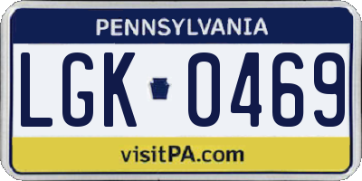 PA license plate LGK0469