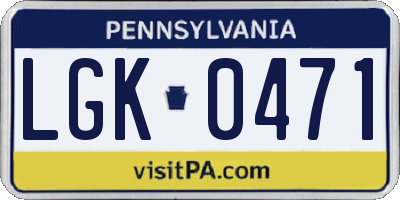 PA license plate LGK0471