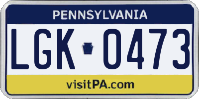 PA license plate LGK0473