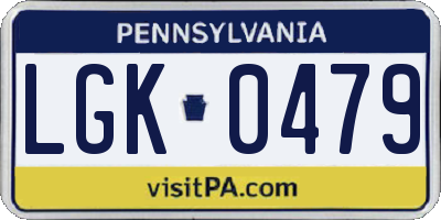 PA license plate LGK0479