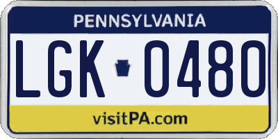 PA license plate LGK0480