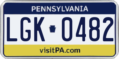 PA license plate LGK0482