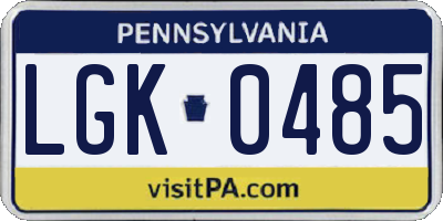 PA license plate LGK0485