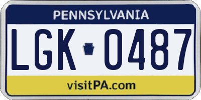 PA license plate LGK0487