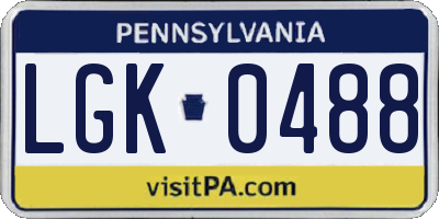 PA license plate LGK0488