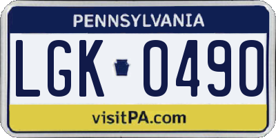 PA license plate LGK0490