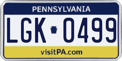 PA license plate LGK0499