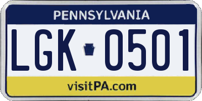 PA license plate LGK0501