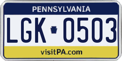 PA license plate LGK0503