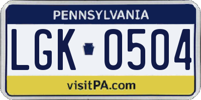 PA license plate LGK0504