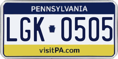 PA license plate LGK0505