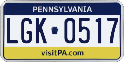 PA license plate LGK0517