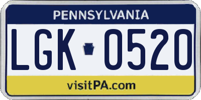 PA license plate LGK0520