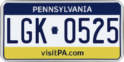 PA license plate LGK0525