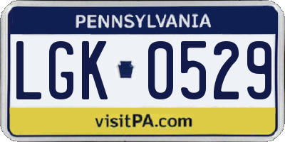 PA license plate LGK0529