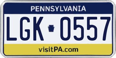 PA license plate LGK0557