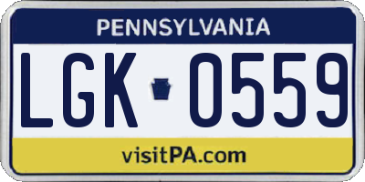 PA license plate LGK0559