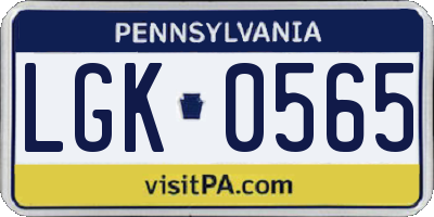 PA license plate LGK0565