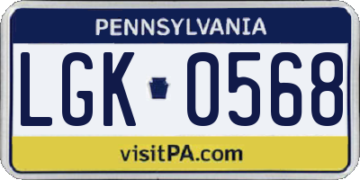 PA license plate LGK0568