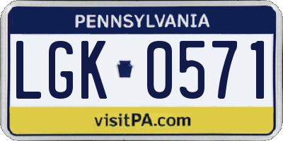 PA license plate LGK0571