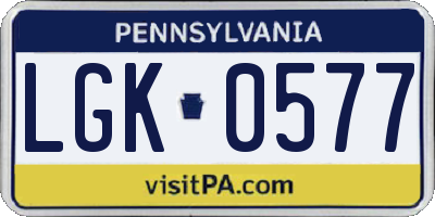 PA license plate LGK0577