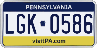 PA license plate LGK0586