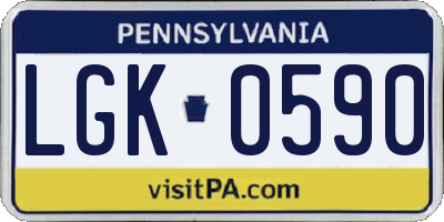 PA license plate LGK0590