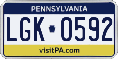 PA license plate LGK0592