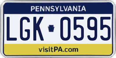 PA license plate LGK0595