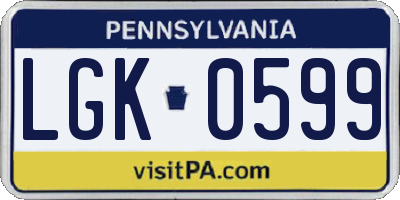 PA license plate LGK0599