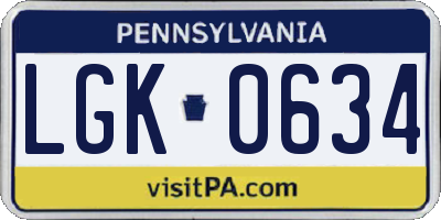 PA license plate LGK0634