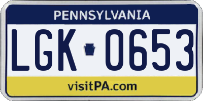 PA license plate LGK0653