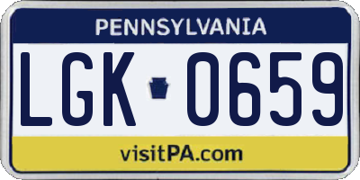 PA license plate LGK0659