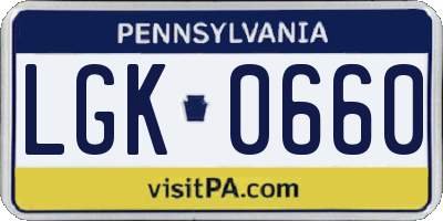 PA license plate LGK0660