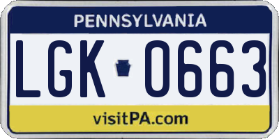 PA license plate LGK0663