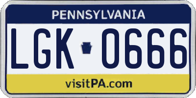 PA license plate LGK0666