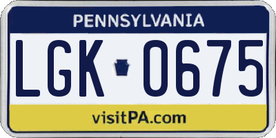 PA license plate LGK0675