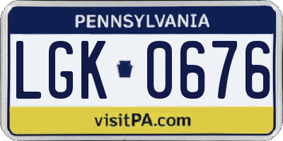PA license plate LGK0676