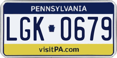 PA license plate LGK0679