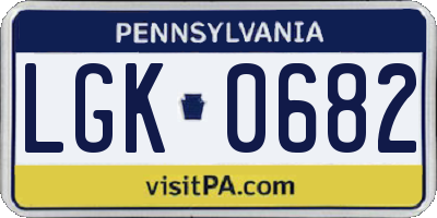 PA license plate LGK0682